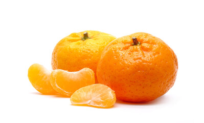 Chinese orange isolated on white background. Seedless oranges, Mandarin oranges.