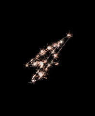 the digit 4 made from sparks of Bengal lights isolated on a black background.