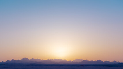 sky and sunset over mountains, background, copy space