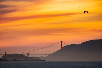 Beautiful view of the sunset sky in San Francisco