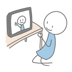 モニター越しに会話する人のイラスト