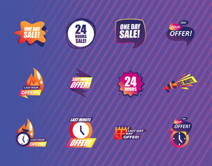 sale and offer banners set of icons vector design