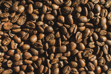 Lightly roasted coffee beans aerial 2021