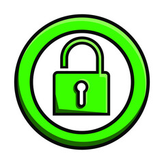 Icon unlock security protection 3d outlines