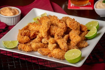 Frango / peixe empanado e frito