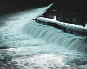 water flowing over the waterfall