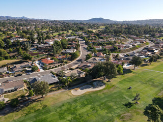 Aerial view of golf during, Rancho Bernardo, San Diego County, California. USA. 