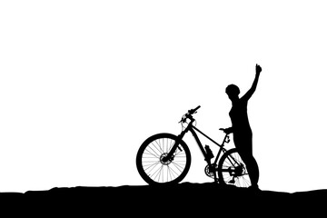 Fototapeta na wymiar cyclist and Bicycle silhouettes isolated on white background.