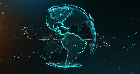 3D Illustration transparency earth world globe space star with international global innovation futuristic digital business 5G connection e-commerce network online fintech finance marketing technology