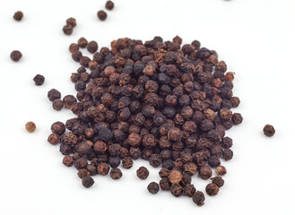 Black pepper on a white background