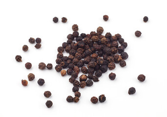 Black pepper on a white background