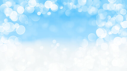 Fototapeta premium 白色の丸ボケと水色と白色の抽象的な背景イメージ素材