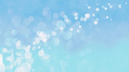 上へ登っていく白色の玉ぼけと抽象的な水色の背景イメージ素材