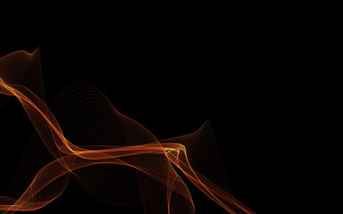 Dark abstract background with a glowing abstract waves