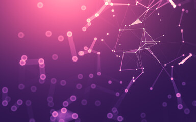 Abstract background. Molecules technology with polygonal shapes, connecting dots and lines. Connection structure. Big data visualization.