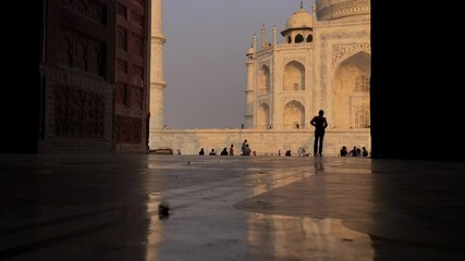 Unique angel view of the Taj Mahal in India