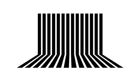 vector of stripes on wall and floor, black and white perspective view isolated on white
