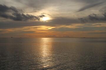 Beautiful sunset in ocean at Key Biscayne, Florida, USA