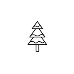 Christmas tree line. Decorated holiday firtree outline style pictogram on white background. New Year signs for mobile concept and web design. Vector graphics