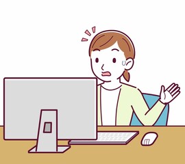 Young woman in a cardigan_Desktop PC