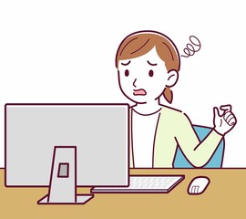 Young woman in a cardigan_Desktop PC