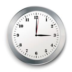 Modern realistic wall clock on white background. Clock icon vector. Time icon symbol illustration. Stock image. EPS 10.