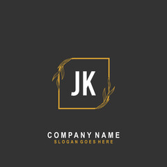 Initial letter JK Signature, beauty monogram and elegant logo design, handwriting logo of initial signature, wedding, fashion, floral and botanical with creative template