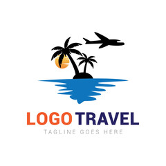 summer travel logo icon vector template.