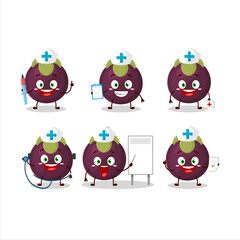 Doctor profession emoticon with mangosteen cartoon character