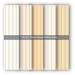 Set Of 5 Cream Pinstripe Patterns - Textile - Background - Wallpaper - Vector