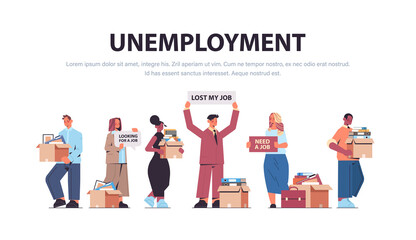 set hr managers holding we are hiring join us posters vacancy open recruitment human resources concept horizontal full length copy space vector illustration