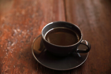 Cappuccino coffee break on wood background