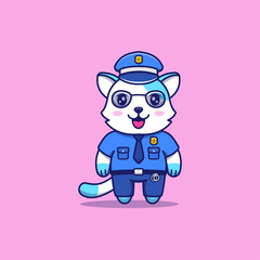 Cute cat with police uniform
