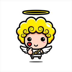 Cute cupid character design with korean love finger