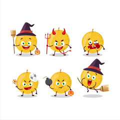 Halloween expression emoticons with cartoon character of yellow melon