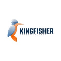 Vector Logo Illustration Kingfisher Gradient Colorful Style.