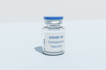 Shipment of a COVID-19 coronavirus vaccine in a glass bottle to combat the pandemic