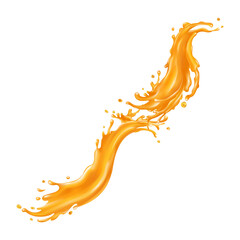 Orange juice splashes on a white background