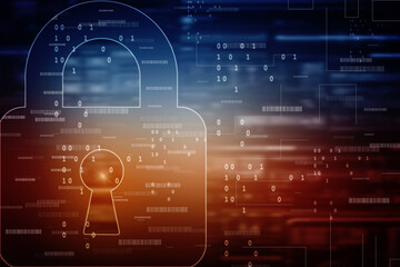 2d illustration Safety concept: Closed Padlock on digital background
