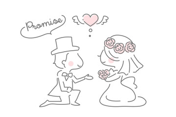 結婚式の招待状などに使えるイラスト　新郎新婦