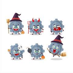 Halloween expression emoticons with cartoon character of gear