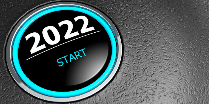 Year 2022 start button with metal ring