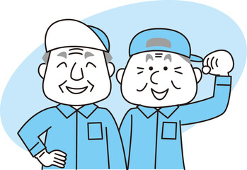 シニア男性清掃用務員作業員