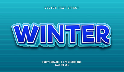 Obraz premium 3D Winter Text effect, Editable Text Style