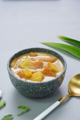Kolak Ubi Nangka, Indonesian dessert, made from Sweet potato and Jack fruit cooked with palm sugar,...