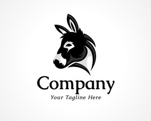 simple elegant Donkey, horse head look back art icon, logo, symbol design illustration inspiration