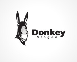 Fototapeta na wymiar elegant black profile front view donkey, horse head icon, logo symbol design illustration