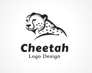 Fototapeta premium wild cat, cheetah, tiger elegant view head half body art draw logo, symbol design inspiration