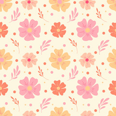 cute seamless pattern with hand drawn floral ornaments in pastel colors on a light background. for print on fabric, clothing, wrapping paper, wallpaper. for women's day, valentine's day, for wedding