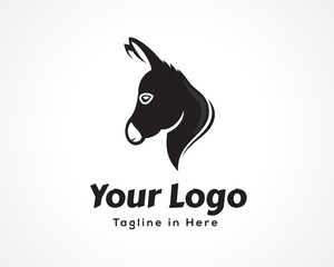 simple head donkey, horse side view icon, logo symbol design inspiration